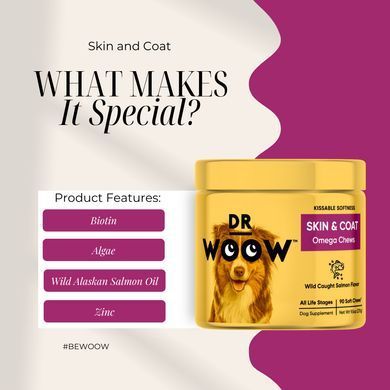 Натуральна добавка для шерсті та шкіри Dr Woow Skin & Coat Omega 90 шт.